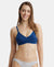 Wirefree Non Padded Super Combed Cotton Elastane Medium Coverage Cross Over Everyday Bra - Estate Blue-1