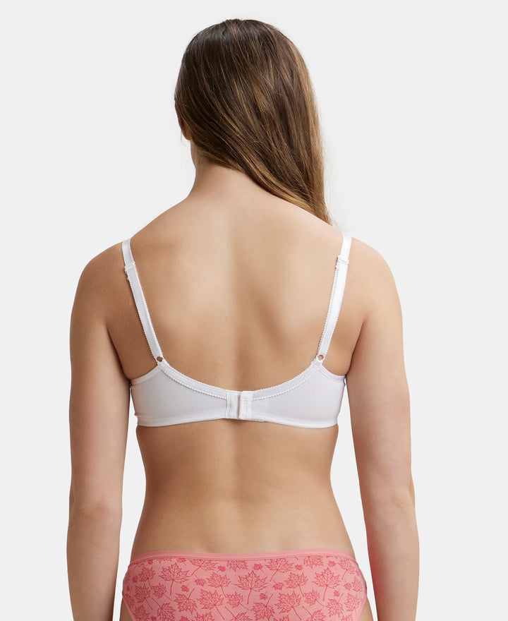 Wirefree Non Padded Super Combed Cotton Elastane Medium Coverage Cross Over Everyday Bra - White-3