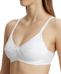 Wirefree Non Padded Super Combed Cotton Elastane Medium Coverage Cross Over Everyday Bra - White-6