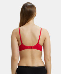 Under-Wired Padded Super Combed Cotton Elastane Medium Coverage T-Shirt Bra with Detachable Straps - Sangria Red-3