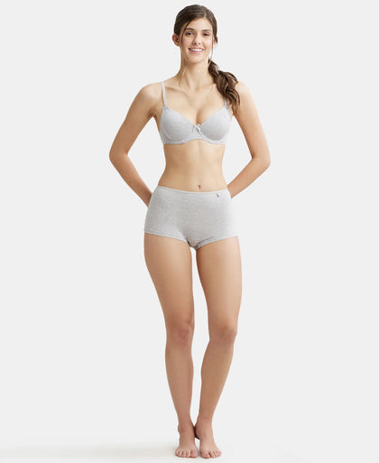 Under-Wired Padded Super Combed Cotton Elastane Medium Coverage T-Shirt Bra with Detachable Straps - Steel Grey Melange-4