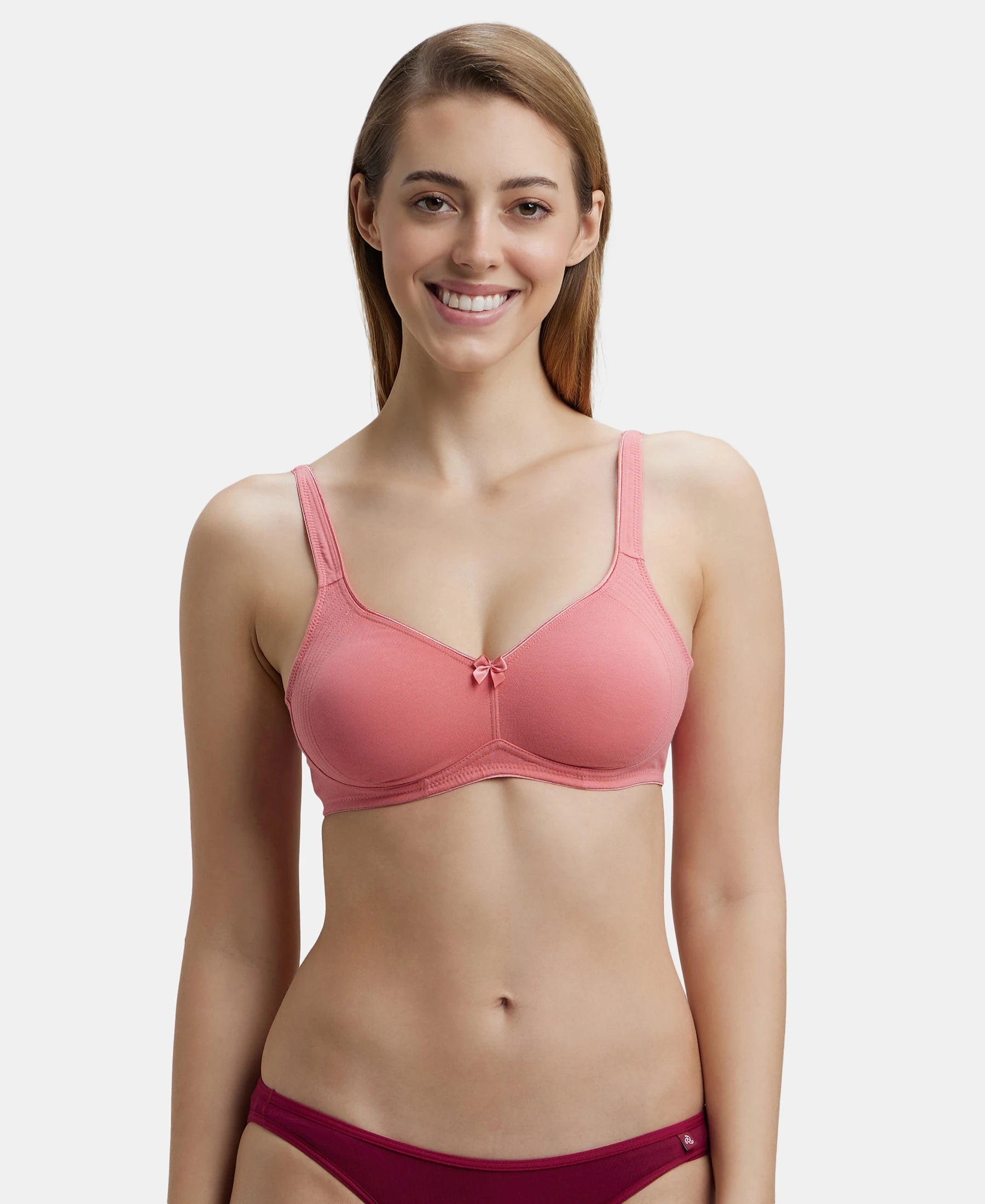 Women's Wirefree Non Padded Super Combed Cotton Elastane Stretch Full  Coverage Everyday Bra with Contoured Shaper Panel and Adjustable Straps -  Estate