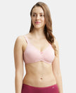 Wirefree Non Padded Super Combed Cotton Elastane Full Coverage Everyday Bra with Contoured Shaper Panel and Adjustable Straps - Candy Pink-1