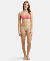 Wirefree Non Padded Super Combed Cotton Elastane Full Coverage Everyday Bra with Contoured Shaper Panel and Adjustable Straps - Rose Wine-4
