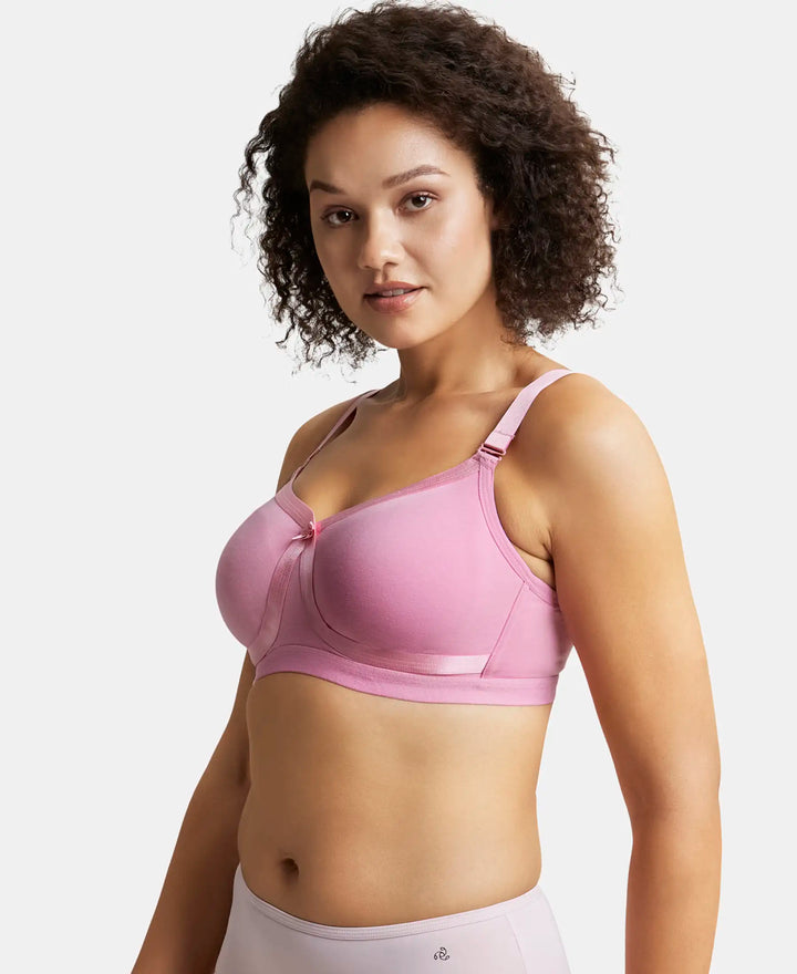 Wirefree Non Padded Super Combed Cotton Elastane Full Coverage Plus Size Bra Plush Lining Cup - Black-2