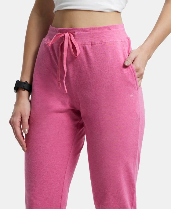 Super Combed Cotton Elastane Slim Fit Printed Capri with Side Pockets - Ibis Rose Melange-7