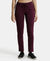 Super Combed Cotton Elastane Slim Fit Trackpants With Side Pockets - Wine Tasting-1