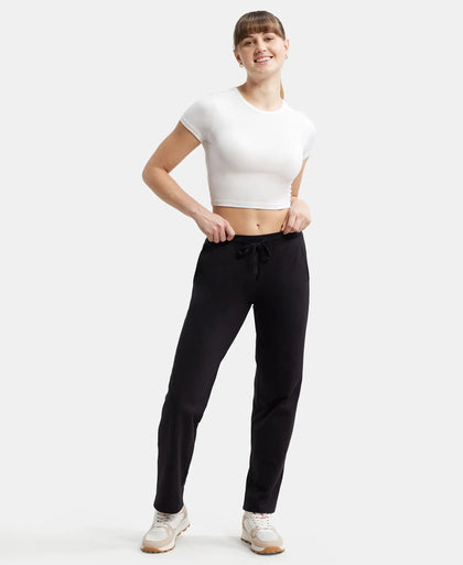 Super Combed Cotton Elastane Relaxed Fit Trackpants With Side Pockets - Black-4