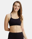 Super Combed Cotton Elastane Stretch Multiway Styled Crop Top With Adjustable Straps and StayFresh Treatment - Black-1