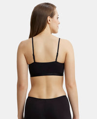 Super Combed Cotton Elastane Stretch Multiway Styled Crop Top With Adjustable Straps and StayFresh Treatment - Black-3