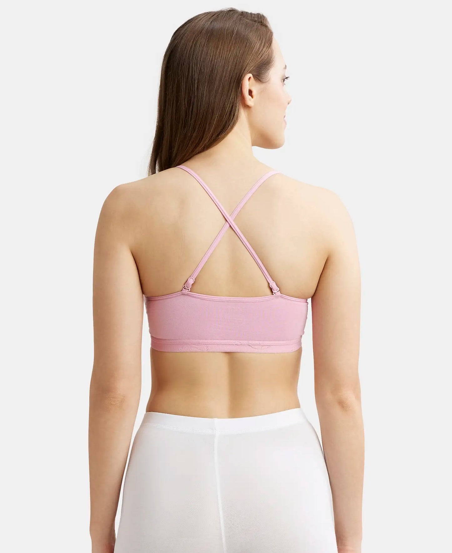 Super Combed Cotton Elastane Stretch Multiway Styled Crop Top With Adjustable Straps and StayFresh Treatment - Candy Pink-3