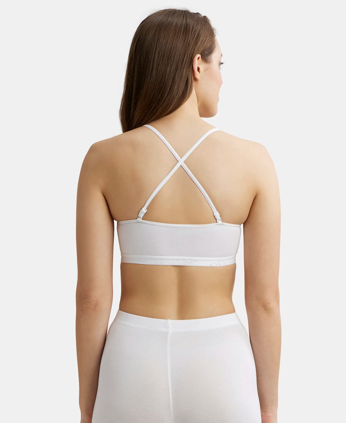 Super Combed Cotton Elastane Stretch Multiway Styled Crop Top With Adjustable Straps and StayFresh Treatment - White-3