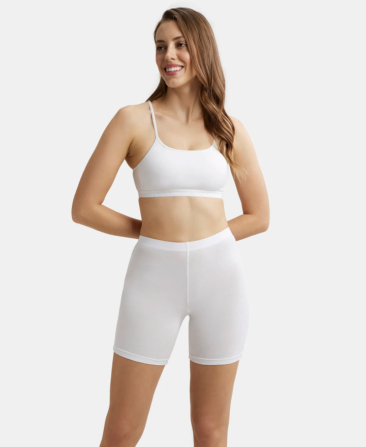 Super Combed Cotton Elastane Stretch Multiway Styled Crop Top With Adjustable Straps and StayFresh Treatment - White-6