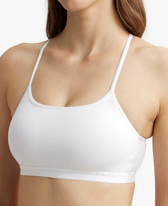 Super Combed Cotton Elastane Stretch Multiway Styled Crop Top With Adjustable Straps and StayFresh Treatment - White-7