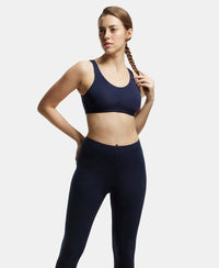 Wirefree Non Padded Super Combed Cotton Elastane Full Coverage Slip-On Active Bra with Wider Straps and Moisture Move Treatment - Navy Blazer-6