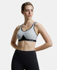 Wirefree Non Padded Super Combed Cotton Elastane Full Coverage Slip-On Active Bra with Wider Straps and Moisture Move Treatment - Steel Grey Melange-5