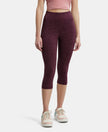 Super Combed Cotton Elastane Slim Fit Capri with Ultrasoft Waistband - Winetasting Marl-1