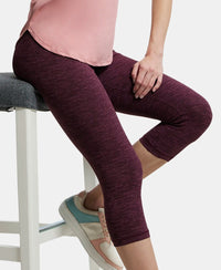 Super Combed Cotton Elastane Slim Fit Capri with Ultrasoft Waistband - Winetasting Marl-5