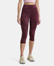 Super Combed Cotton Elastane Slim Fit Capri with Ultrasoft Waistband - Wine Tasting Print-1