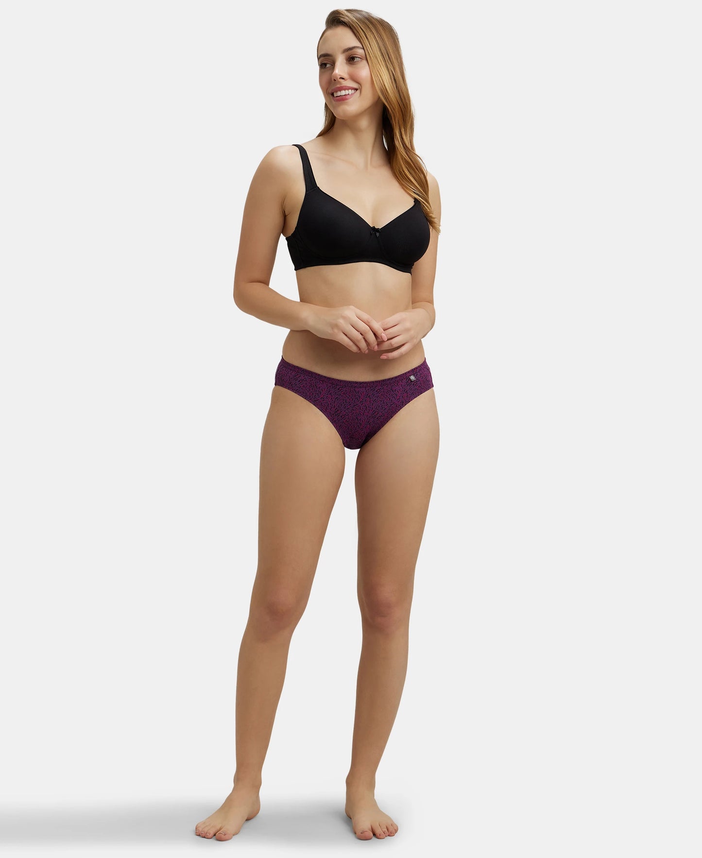 Medium Coverage Super Combed Cotton Bikini With Concealed Waistband and StayFresh Treatment - Dark Prints-12