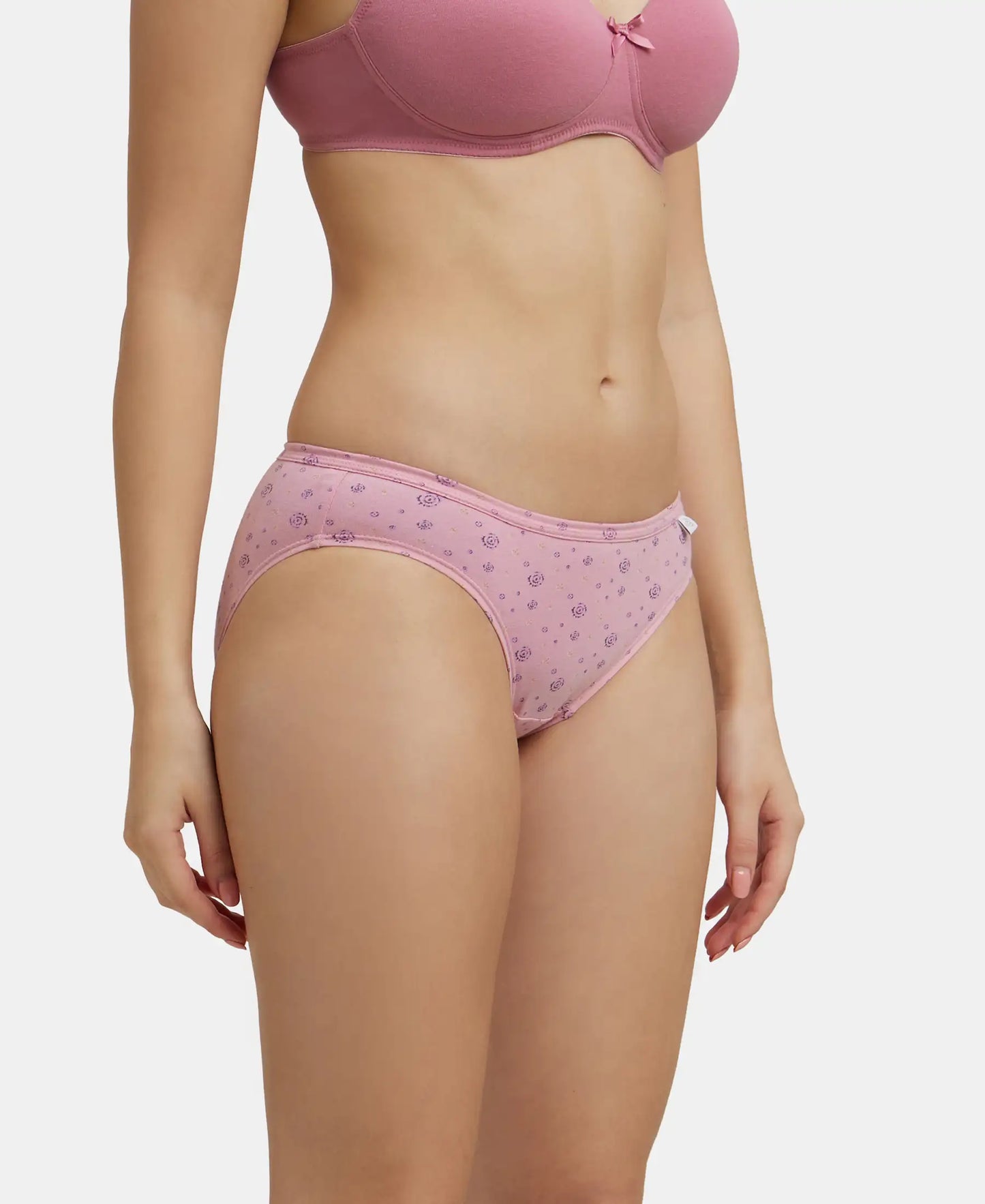 Medium Coverage Super Combed Cotton Bikini With Concealed Waistband and StayFresh Treatment - Light Prints-5