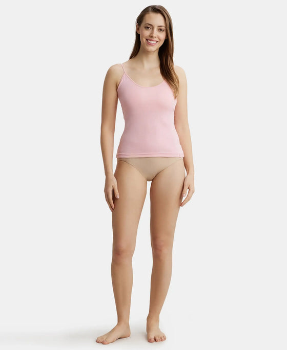 Super Combed Cotton Rib Camisole with Adjustable Straps and StayFresh Treatment - Blush Pink-4