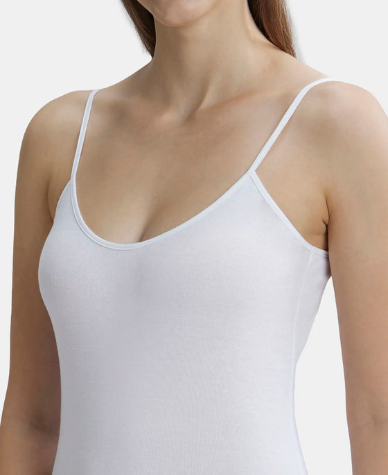 Super Combed Cotton Rib Camisole with Adjustable Straps and StayFresh Treatment - White-7