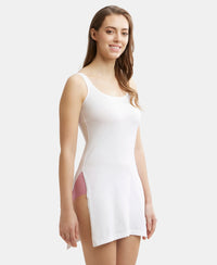 Super Combed Cotton Kurta Slip with Side Slits and StayFresh Treatment - White-2