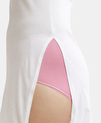 Super Combed Cotton Kurta Slip with Side Slits and StayFresh Treatment - White-8