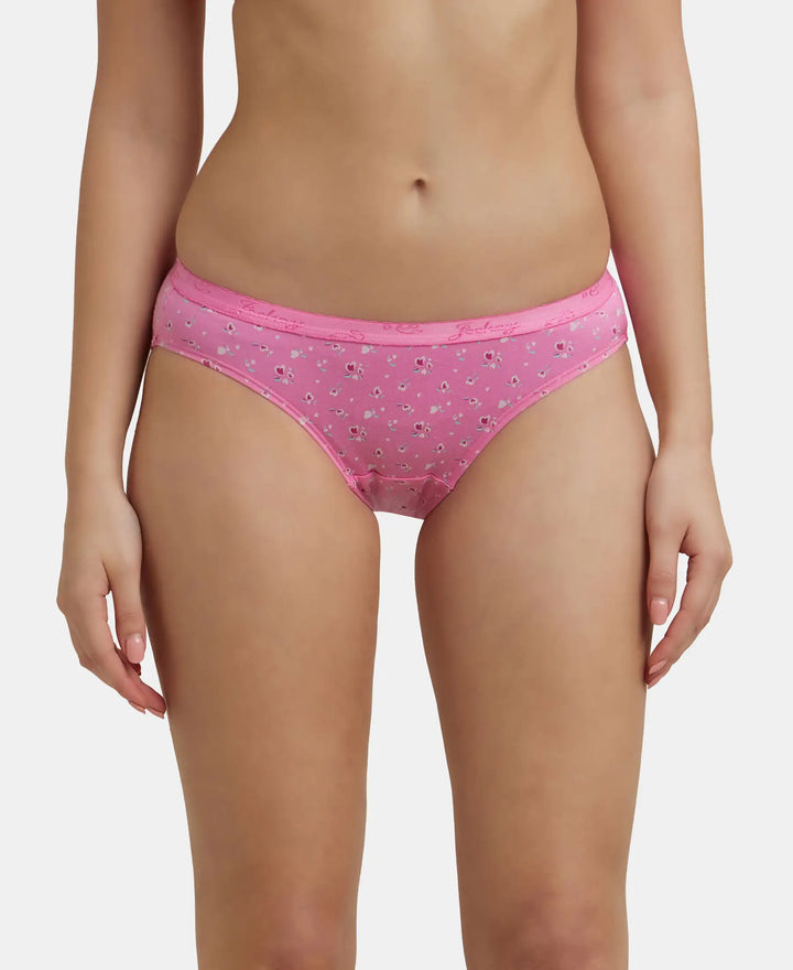 Medium Coverage Super Combed Cotton Bikini With Exposed Waistband and StayFresh Treatment - Light Prints-2