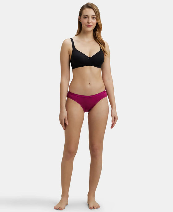 Medium Coverage Super Combed Cotton Bikini With Exposed Waistband and StayFresh Treatment - Dark Assorted-7
