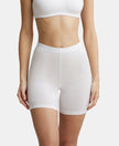 High Coverage Super Combed Cotton Elastane Stretch Shorties With Concealed Waistband - White-1