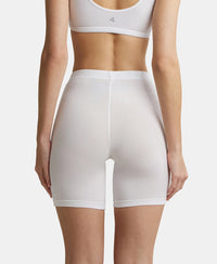 High Coverage Super Combed Cotton Elastane Stretch Shorties With Concealed Waistband - White-3