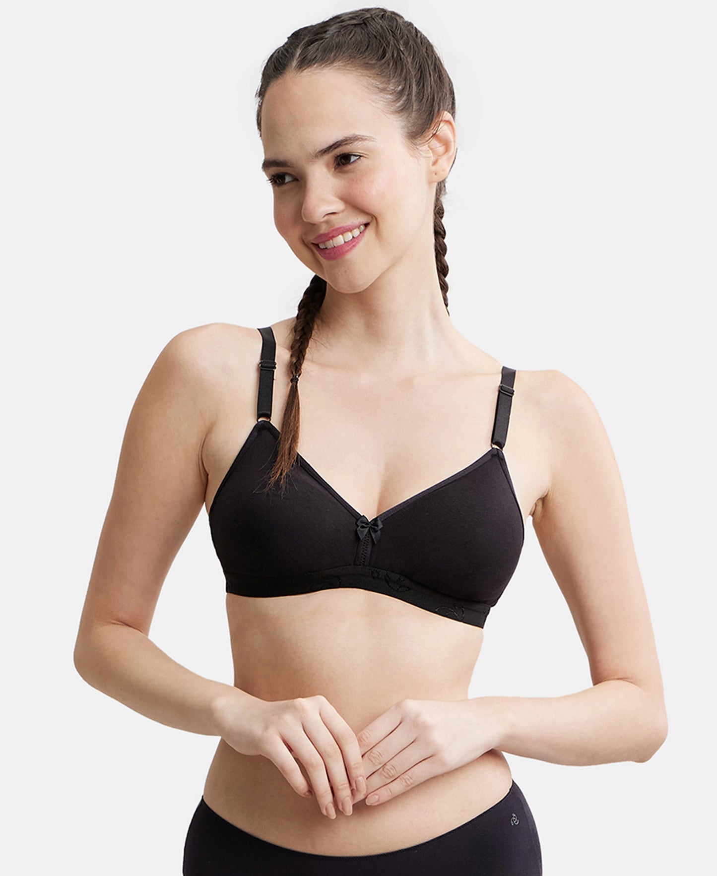 Wirefree Non Padded Super Combed Cotton Elastane Beginners Bra with Ultrasoft and Durable Underband - Black-5