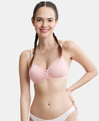 Wirefree Non Padded Super Combed Cotton Elastane Beginners Bra with Ultrasoft and Durable Underband - Blush Pink-5