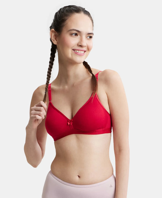 Wirefree Non Padded Super Combed Cotton Elastane Beginners Bra with Ultrasoft and Durable Underband - Red Love-2