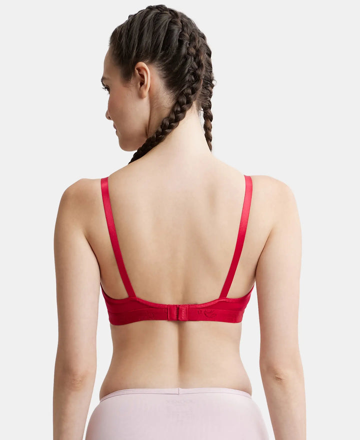 Wirefree Non Padded Super Combed Cotton Elastane Beginners Bra with Ultrasoft and Durable Underband - Red Love-3