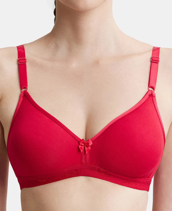 Wirefree Non Padded Super Combed Cotton Elastane Beginners Bra with Ultrasoft and Durable Underband - Red Love-6