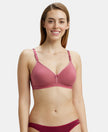 Wirefree Non Padded Super Combed Cotton Elastane Beginners Bra with Ultrasoft and Durable Underband - Rose Wine-1