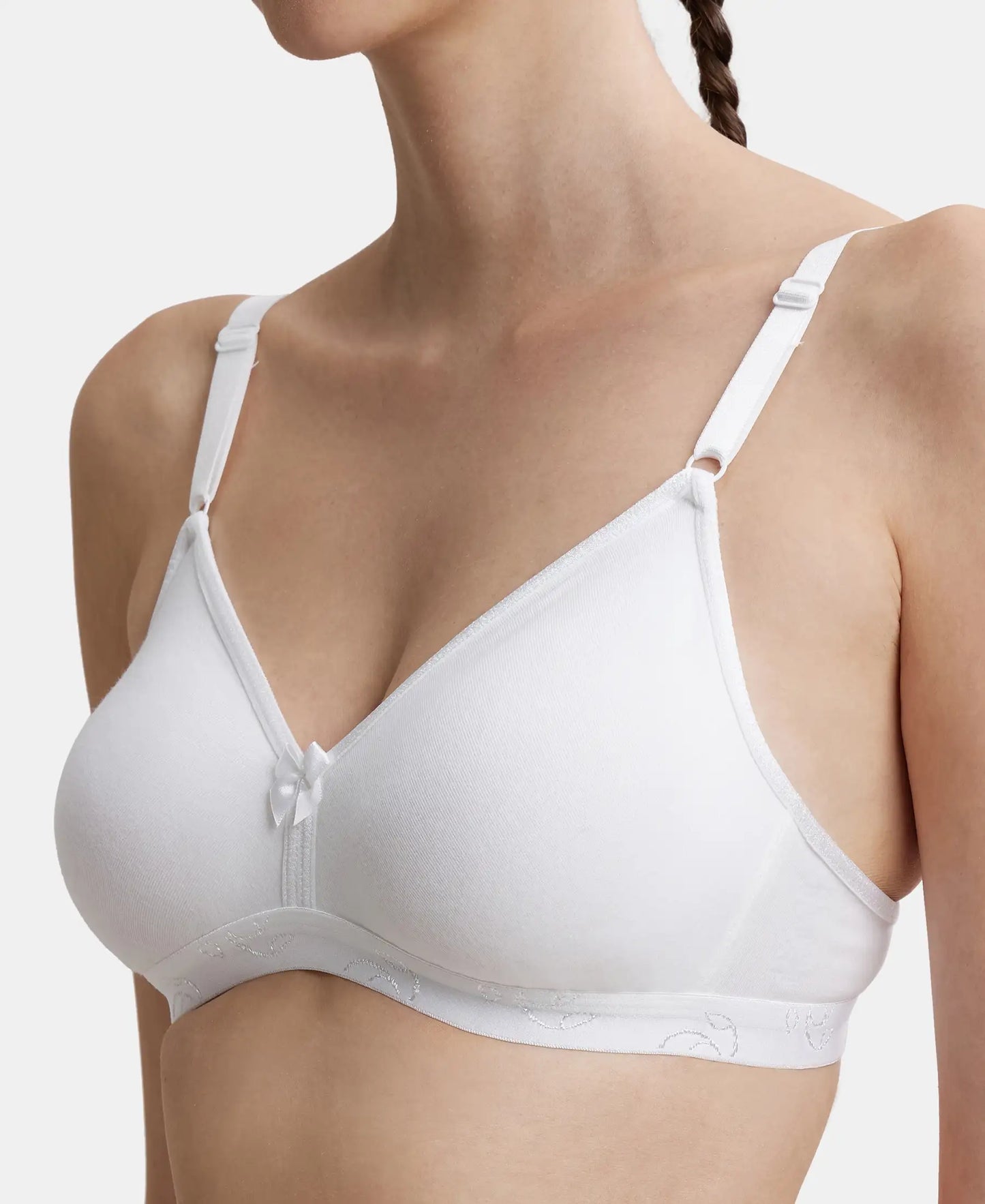 Wirefree Non Padded Super Combed Cotton Elastane Beginners Bra with Ultrasoft and Durable Underband - White-6