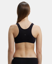 Super Combed Cotton Elastane Stretch Slip On Crop Top With StayFresh Treatment - Black-3