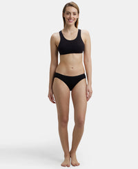 Super Combed Cotton Elastane Stretch Slip On Crop Top With StayFresh Treatment - Black-4