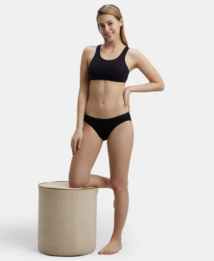 Super Combed Cotton Elastane Stretch Slip On Crop Top With StayFresh Treatment - Black-6