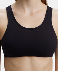 Super Combed Cotton Elastane Stretch Slip On Crop Top With StayFresh Treatment - Black-7
