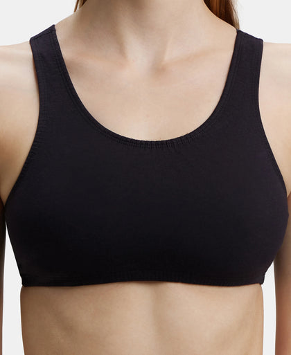 Super Combed Cotton Elastane Stretch Slip On Crop Top With StayFresh Treatment - Black-7