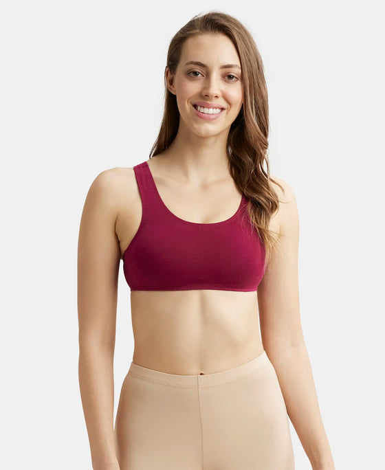 Super Combed Cotton Elastane Stretch Slip On Crop Top With StayFresh Treatment - Beet Red-1