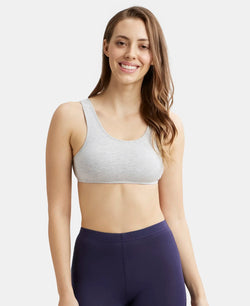 Super Combed Cotton Elastane Stretch Slip On Crop Top With StayFresh Treatment - Steel Grey Melange-1