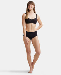 Wirefree Non Padded Super Combed Cotton Elastane Full Coverage Everyday Bra with Soft Adjustable Straps - Black-4