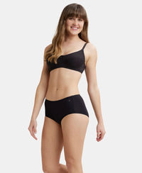 Wirefree Non Padded Super Combed Cotton Elastane Full Coverage Everyday Bra with Soft Adjustable Straps - Black-6