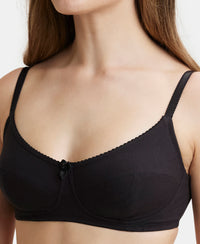 Wirefree Non Padded Super Combed Cotton Elastane Full Coverage Everyday Bra with Soft Adjustable Straps - Black-7